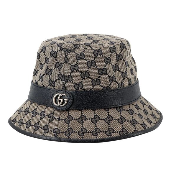 GUCCI GG Canvas bucket hat Size XL Polyester68%/Cotton16%/Nylon16% Beige/Nav... - Picture 1 of 10